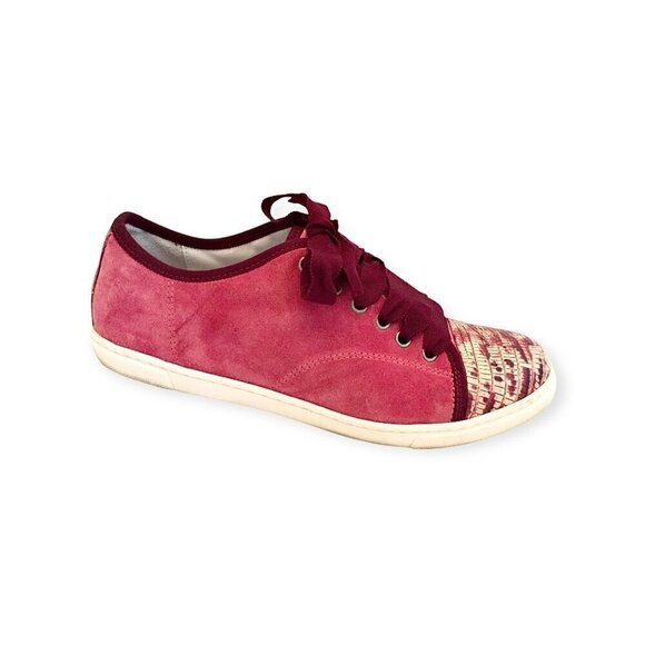 Lanvin suede sneakers‎ with lizard cap toe,  size 39EU, Pink/Red - Picture 4 of 11